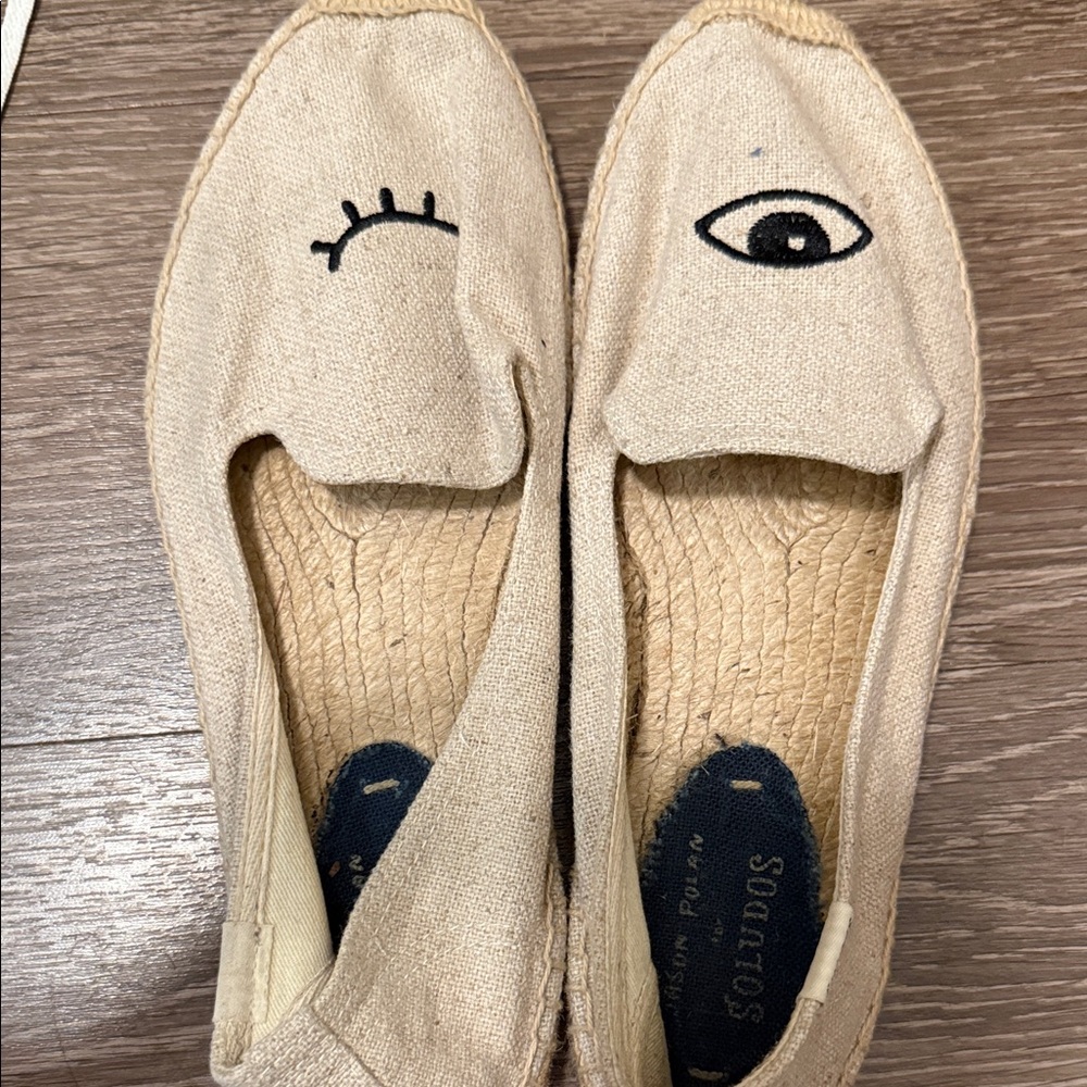Soludos Beige Espadrilles with Eye Motif